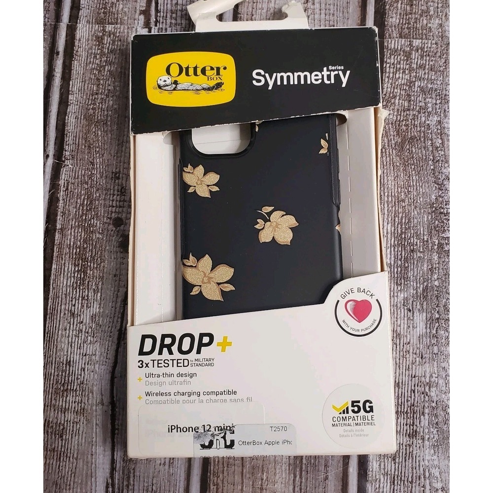 OtterBOX Symmetry Series Phone Case for iPhone 12 mini - Black Gold Floral
